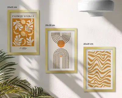 Set van ingelijste schilderijen met bloemen- en geometrische patronen