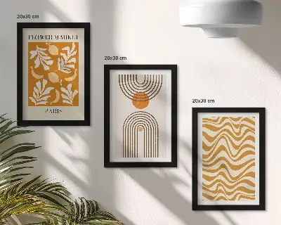 Set van ingelijste schilderijen met bloemen- en geometrische patronen