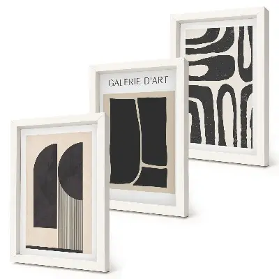 Set van ingelijste abstracte minimalistische posters met abstracte vormen