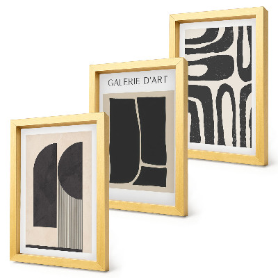 Set van ingelijste schilderijen Abstracte vormen minimalistische posters