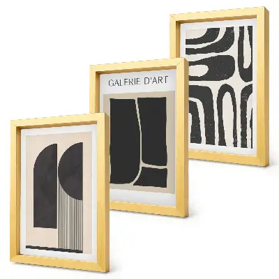 Set van ingelijste abstracte minimalistische posters met abstracte vormen