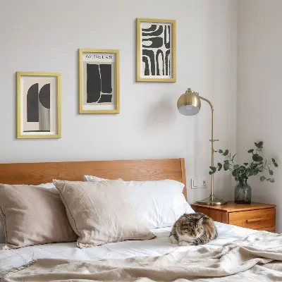 Set van ingelijste abstracte minimalistische posters met abstracte vormen