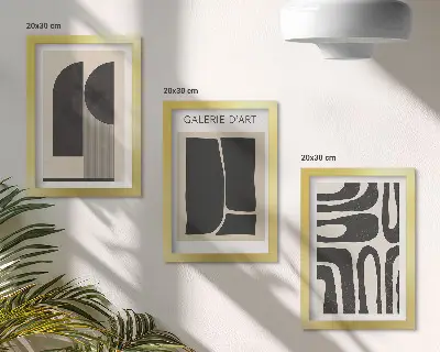 Set van ingelijste abstracte minimalistische posters met abstracte vormen