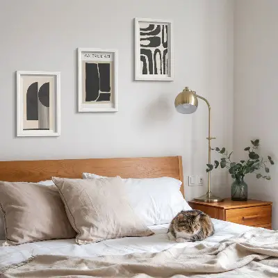 Set van ingelijste abstracte minimalistische posters met abstracte vormen