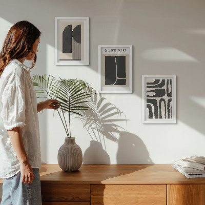 Set van ingelijste schilderijen Abstracte vormen minimalistische posters