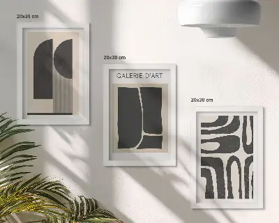 Set van ingelijste abstracte minimalistische posters met abstracte vormen