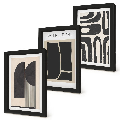 Set van ingelijste schilderijen Abstracte vormen minimalistische posters