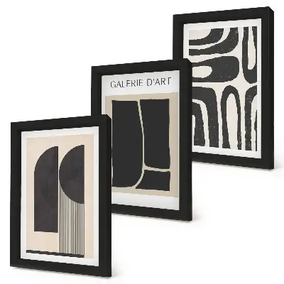 Set van ingelijste abstracte minimalistische posters met abstracte vormen