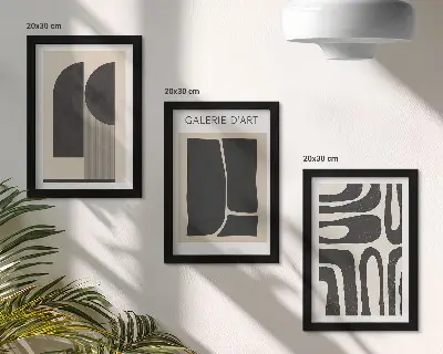 Set van ingelijste abstracte minimalistische posters met abstracte vormen