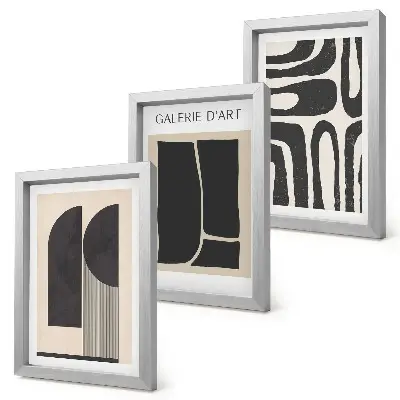 Set van ingelijste abstracte minimalistische posters met abstracte vormen