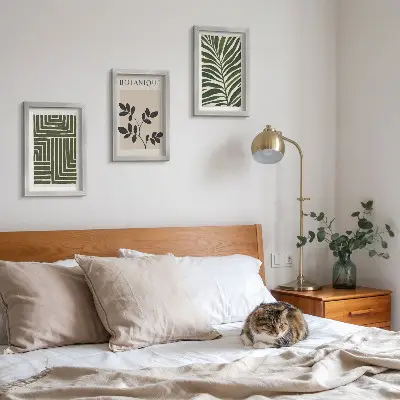 Gallery wall botanische composities in boho minimalisme-stijl