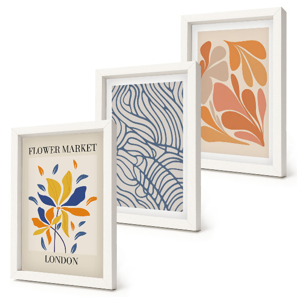Gallery wall Moderne bloemen met abstracte patronen.