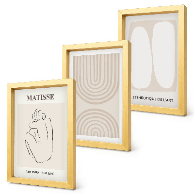 Set van ingelijste schilderijen Stijlvolle lijnen en minimalistische vormen in neutrale tinten.