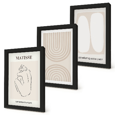 Set van ingelijste schilderijen Stijlvolle lijnen en minimalistische vormen in neutrale tinten.