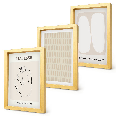 Gallery wall Lijnen en vormen in beige en witte tinten.