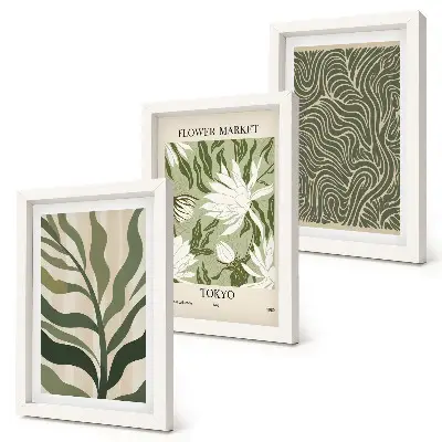 Gallery wall met botanische plantenpatronen in boho-stijl