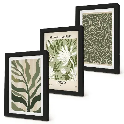 Gallery wall met botanische plantenpatronen in boho-stijl