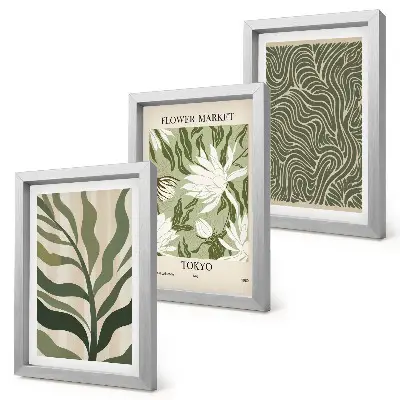 Gallery wall met botanische plantenpatronen in boho-stijl