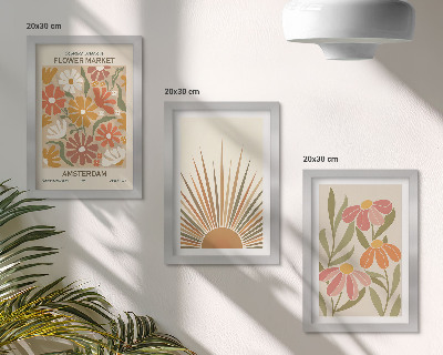 Gallery wall Bloemen in pastelkleuren met zonnestralen