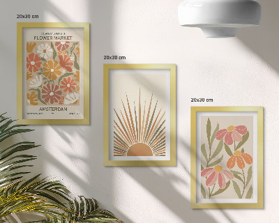 Gallery wall Bloemen in pastelkleuren met zonnestralen