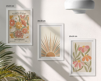 Gallery wall Bloemen in pastelkleuren met zonnestralen