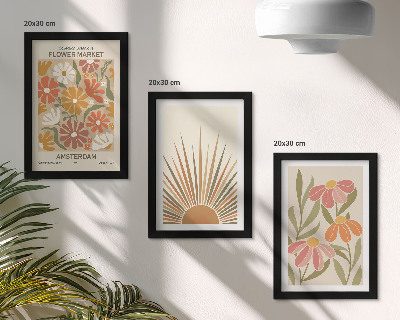Gallery wall Bloemen in pastelkleuren met zonnestralen