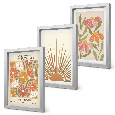 Gallery wall Bloemen in pastelkleuren met zonnestralen