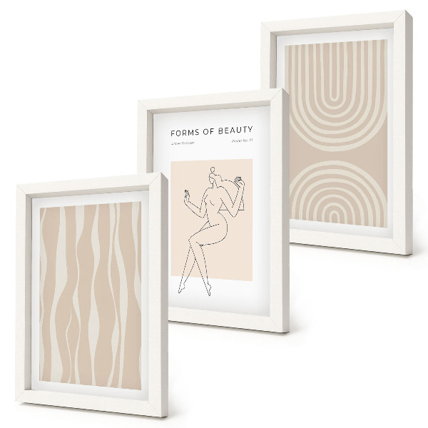 Set van ingelijste schilderijen Abstracte patronen, delicate boho-decoraties