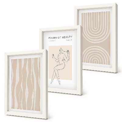Set van ingelijste schilderijen Abstracte patronen, delicate boho-decoraties