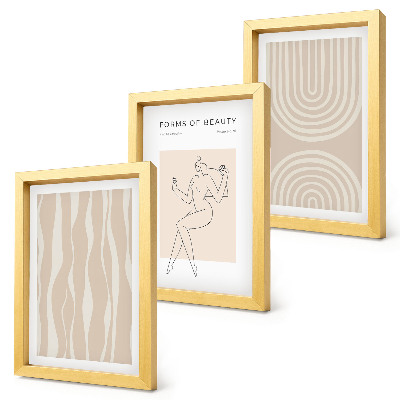 Set van ingelijste schilderijen Abstracte patronen, delicate boho-decoraties