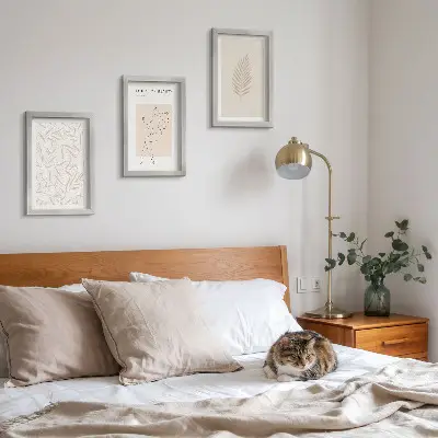 Set ingelijste schilderijen met minimalistische botanische ontwerpen