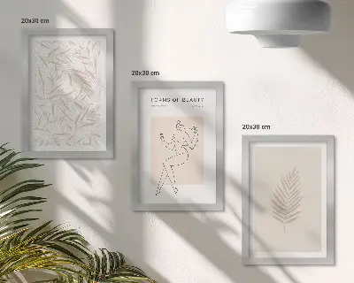 Set ingelijste schilderijen met minimalistische botanische ontwerpen