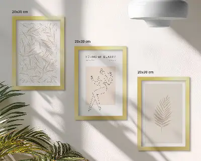 Set ingelijste schilderijen met minimalistische botanische ontwerpen