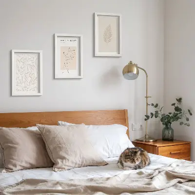 Set ingelijste schilderijen met minimalistische botanische ontwerpen