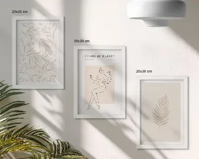 Set ingelijste schilderijen met minimalistische botanische ontwerpen