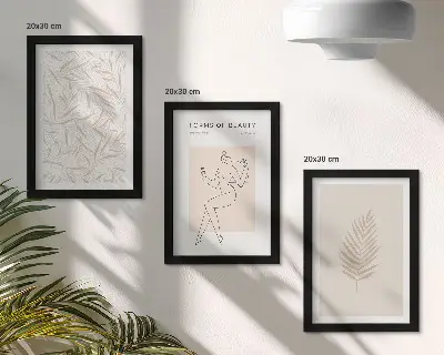 Set ingelijste schilderijen met minimalistische botanische ontwerpen