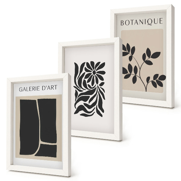 Set van ingelijste schilderijen Abstracte plantpatronen en geometrische vormen