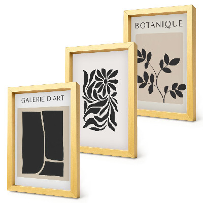 Set van ingelijste schilderijen Abstracte plantpatronen en geometrische vormen