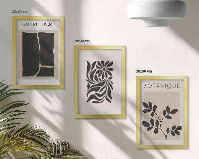 Set van ingelijste schilderijen Abstracte plantpatronen en geometrische vormen