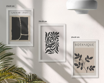 Set van ingelijste schilderijen Abstracte plantpatronen en geometrische vormen