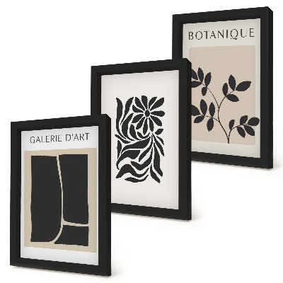 Set van ingelijste schilderijen Abstracte plantpatronen en geometrische vormen