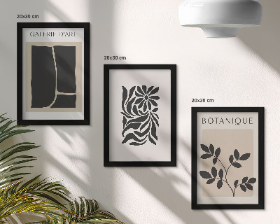 Set van ingelijste schilderijen Abstracte plantpatronen en geometrische vormen