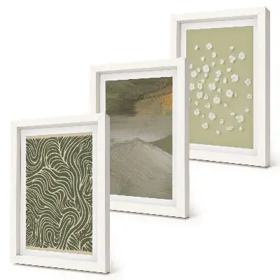 Set van ingelijste schilderijen Golvende en abstracte patronen met boho-bloemen