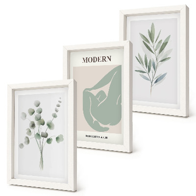 Gallery wall Plantmotieven in delicate groene tinten