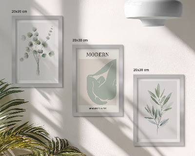 Gallery wall Plantmotieven in delicate groene tinten
