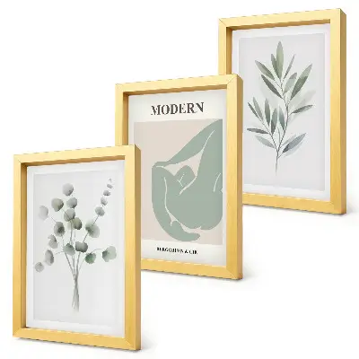 Gallery wall met plantmotieven in delicate groene tinten
