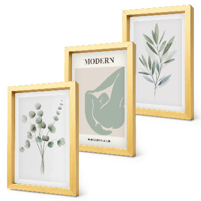 Gallery wall Plantmotieven in delicate groene tinten