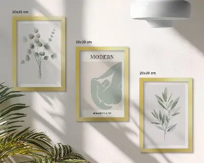 Gallery wall met plantmotieven in delicate groene tinten
