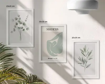 Gallery wall met plantmotieven in delicate groene tinten