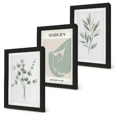 Gallery wall met plantmotieven in delicate groene tinten